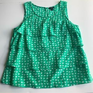 Ann Taylor Tiered Ruffle Sleeveless Top